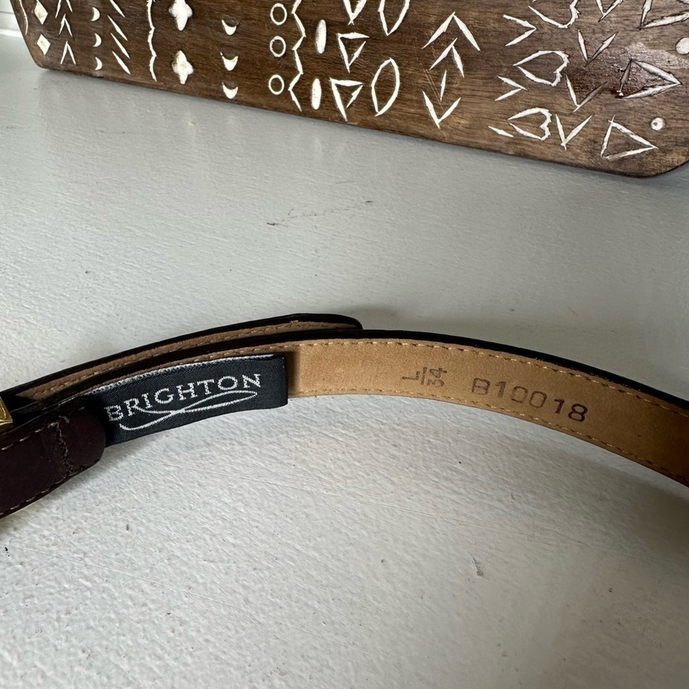 Brighton Classic Brown Leather Belt with Mixed Metal Buckle Women's - Size 34 - Picture 3 of 3